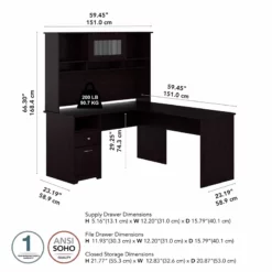 Cabot 60W L Shaped Computer Desk With Hutch In Ash Gray - Engineered Wood -CYMAX Sales 1797311 11 L