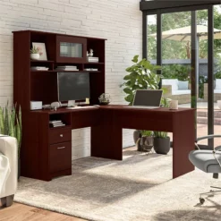 Cabot 60W L Shaped Computer Desk With Hutch In Ash Gray - Engineered Wood -CYMAX Sales 1797312 15 L
