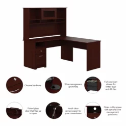 Cabot 60W L Shaped Computer Desk With Hutch In Ash Gray - Engineered Wood -CYMAX Sales 1797312 16 L