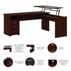 Cabot 72W 3 Position Sit To Stand L Desk In White - Engineered Wood -CYMAX Sales 1797316 33 L