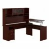 Bush Cabot 3 Position L Shaped Sit To Stand Desk With Hutch In Espresso