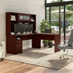 Cabot 72W L Shaped Computer Desk With Hutch In Heather Gray - Engineered Wood -CYMAX Sales 1797322 15 L