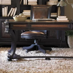 Beaumont Lane Wood 66" Writing Desk In Chocolate -CYMAX Sales 1803454 4 L