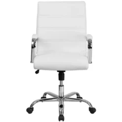 Scranton & Co Contemporary Faux Leather Mid Back Swivel Office Chair In White -CYMAX Sales 1805109 8 L