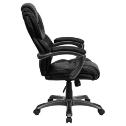 Scranton & Co Faux Leather High Back Office Chair With Padded Loop Arms In Black -CYMAX Sales 1805115 5 L