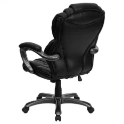 Scranton & Co Faux Leather High Back Office Chair With Padded Loop Arms In Black -CYMAX Sales 1805115 6 L