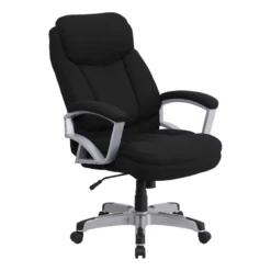 Scranton & Co Fabric/Metal High Back Swivel Office Chair In Black