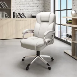 Atlin Designs Modern Faux Leather Executive Padded Office Chair In White 11 Atlin Designs Modern Faux Leather Executive Padded Office Chair In White -CYMAX Sales 1805454 14 L