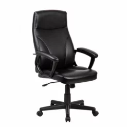2 Piece Office Set With Wooden Computer Desk And Black Leather Chair -CYMAX Sales 1810300 2 L