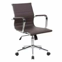 2 Piece Office Set With Executive Office Chair And Computer Desk In Chocolate -CYMAX Sales 1810354 2 L