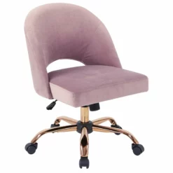 Lula Office Chair In Mauve Pink Fabric With Rose Gold Base -CYMAX Sales 1812619 L