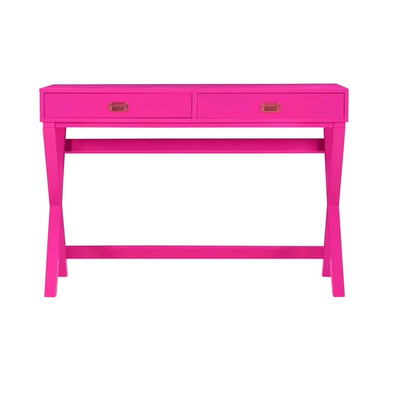 Linon Peggy Wood Two Drawer Writing Desk In Pink 5 Linon Peggy Wood Two Drawer Writing Desk In Pink - Image 3