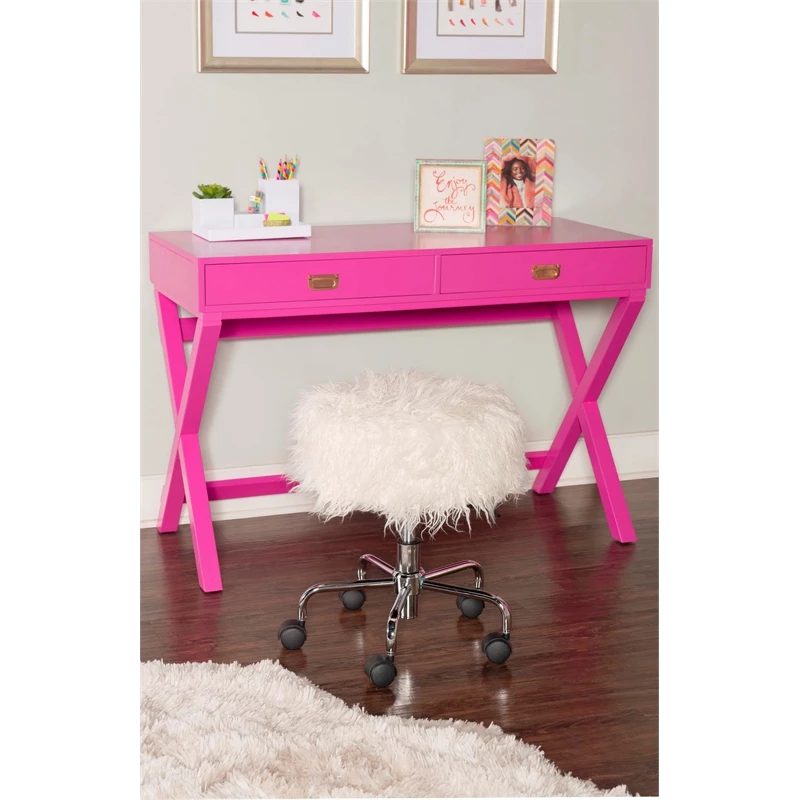 Linon Peggy Wood Two Drawer Writing Desk In Pink 10 Linon Peggy Wood Two Drawer Writing Desk In Pink - Image 8