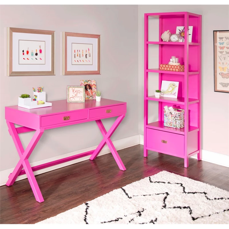 Linon Peggy Wood Two Drawer Writing Desk In Pink 13 Linon Peggy Wood Two Drawer Writing Desk In Pink - Image 11