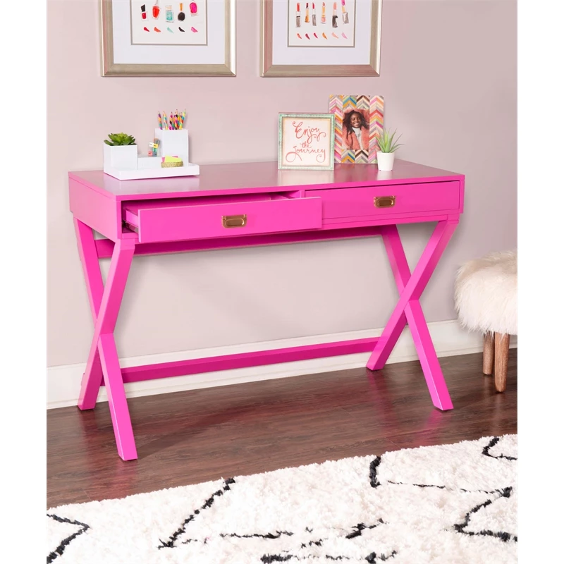 Linon Peggy Wood Two Drawer Writing Desk In Pink 14 Linon Peggy Wood Two Drawer Writing Desk In Pink - Image 12