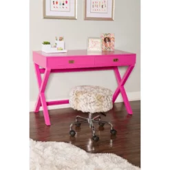 Linon Peggy Wood Two Drawer Writing Desk In Pink 34 Linon Peggy Wood Two Drawer Writing Desk In Pink -CYMAX Sales 1814209 29 L