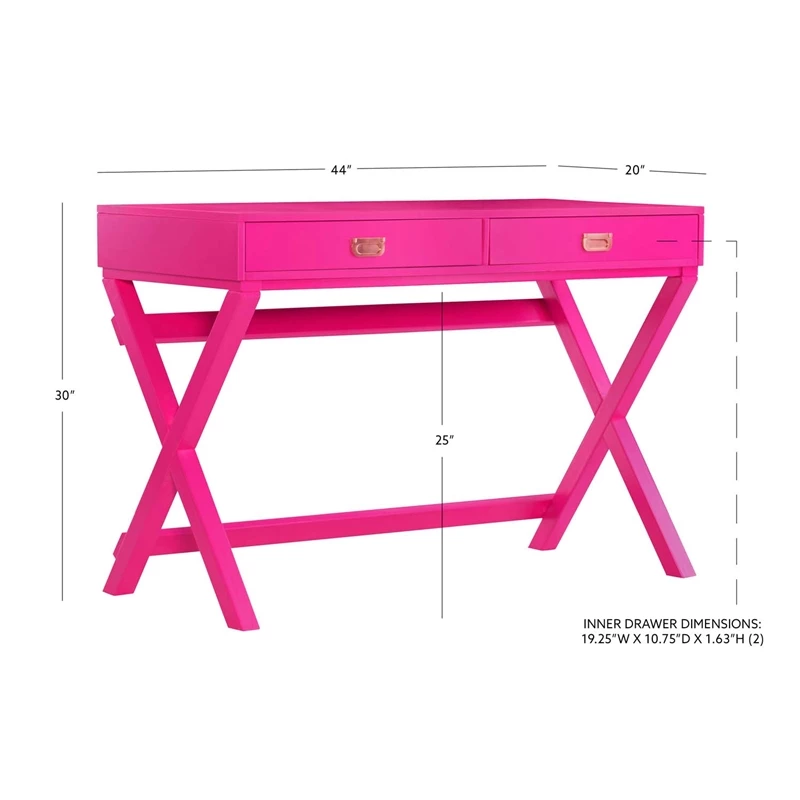 Linon Peggy Wood Two Drawer Writing Desk In Pink 16 Linon Peggy Wood Two Drawer Writing Desk In Pink - Image 14