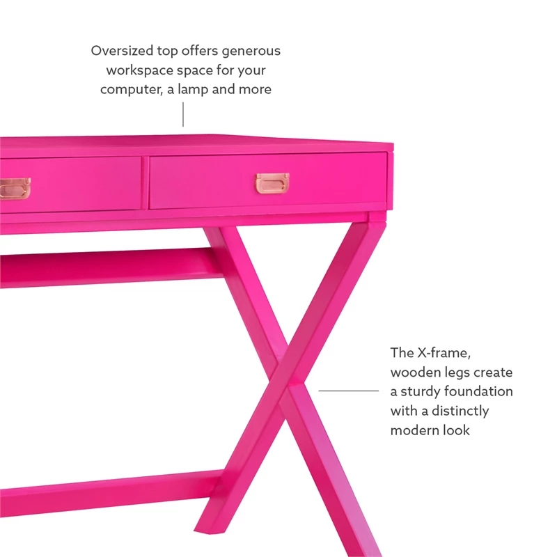 Linon Peggy Wood Two Drawer Writing Desk In Pink 17 Linon Peggy Wood Two Drawer Writing Desk In Pink - Image 15