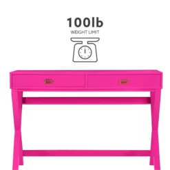 Linon Peggy Wood Two Drawer Writing Desk In Pink 40 Linon Peggy Wood Two Drawer Writing Desk In Pink -CYMAX Sales 1814209 36 L
