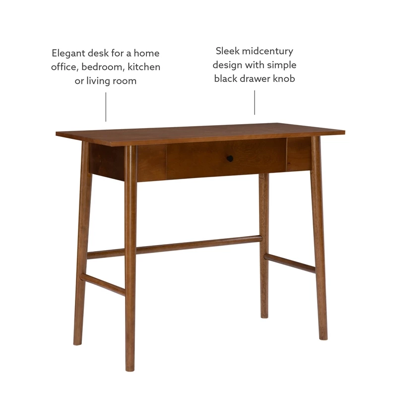 Linon Samantha Wood One Drawer Desk In Brown 4 Linon Samantha Wood One Drawer Desk In Brown - Image 2