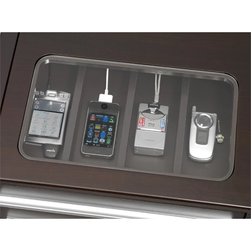 Bowery Hill Contemporary Wood Computer Desk With Charging Station In Cappuccino 5 Bowery Hill Contemporary Wood Computer Desk With Charging Station In Cappuccino - Image 3