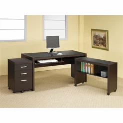 Bowery Hill Mobile Desk Return In Cappuccino And Black -CYMAX Sales 1815842 1 L