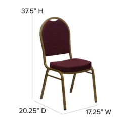 Bowery Hill Fabric Upholstered Dome Back Banquet Stacking Chair In Burgundy Red -CYMAX Sales 1816162 10 L
