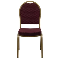 Bowery Hill Fabric Upholstered Dome Back Banquet Stacking Chair In Burgundy Red -CYMAX Sales 1816162 3 L