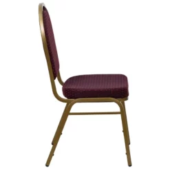 Bowery Hill Fabric Upholstered Dome Back Banquet Stacking Chair In Burgundy Red -CYMAX Sales 1816162 4 L