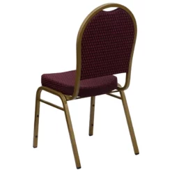 Bowery Hill Fabric Upholstered Dome Back Banquet Stacking Chair In Burgundy Red -CYMAX Sales 1816162 5 L