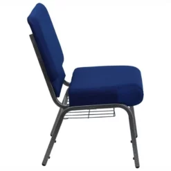 Bowery Hill Church Stacking Guest Chair In Navy Blue -CYMAX Sales 1816172 2 L