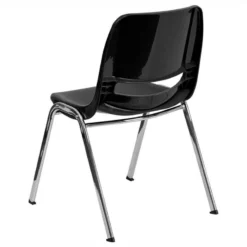 Bowery Hill Ergonomic Shell Stacking Chair In Black -CYMAX Sales 1816208 2 L
