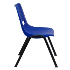 Bowery Hill Metal/Plastic Ergonomic Shell Stacking Chair In Navy/Black -CYMAX Sales 1816209 5 L
