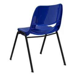 Bowery Hill Metal/Plastic Ergonomic Shell Stacking Chair In Navy/Black -CYMAX Sales 1816209 6 L