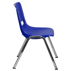 Bowery Hill Chrome/Plastic Ergonomic Shell Stacking Chair In Blue/Chrome -CYMAX Sales 1816210 5 L