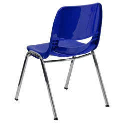 Bowery Hill Chrome/Plastic Ergonomic Shell Stacking Chair In Blue/Chrome -CYMAX Sales 1816210 6 L