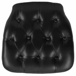 Bowery Hill Hard Tufted Vinyl Chiavari Chair Cushion In Black