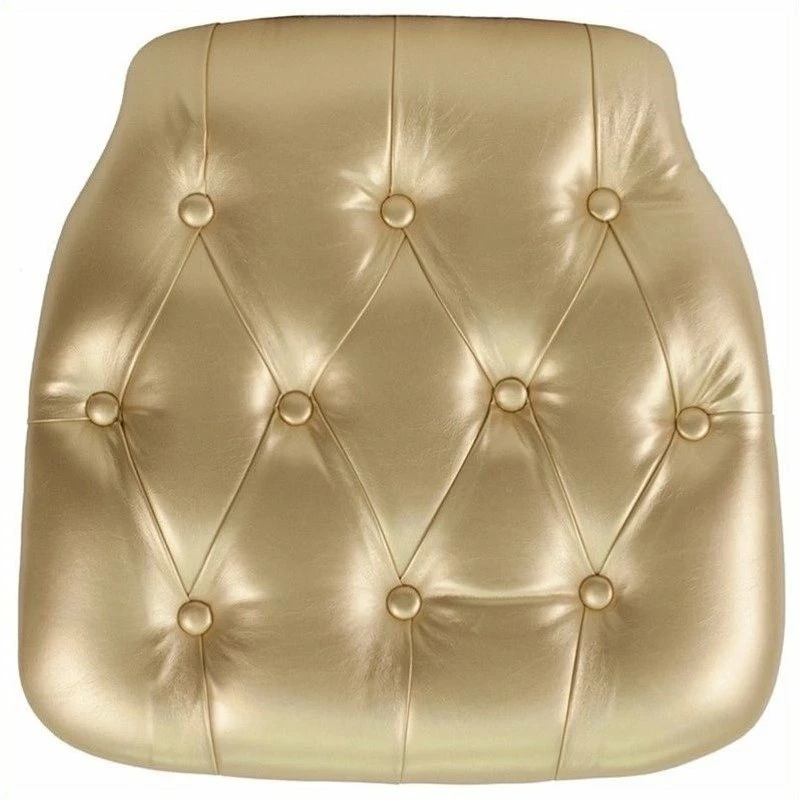 Bowery Hill Hard Tufted Vinyl Chiavari Chair Cushion In Gold 3 Bowery Hill Hard Tufted Vinyl Chiavari Chair Cushion In Gold