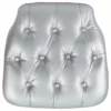 Bowery Hill Hard Tufted Vinyl Chiavari Chair Cushion In Silver -CYMAX Sales 1816214 L