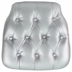 Bowery Hill Hard Tufted Vinyl Chiavari Chair Cushion In Silver
