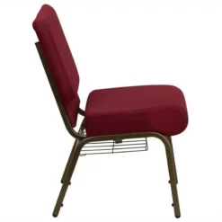 Bowery Hill Church Stacking Chair In Burgundy And Gold -CYMAX Sales 1816545 2 L