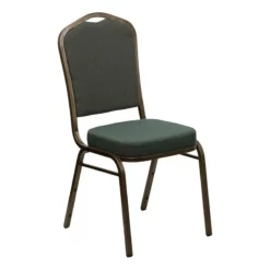 Bowery Hill Fabric/Steel Crown Back Banquet Stacking Chair In Green