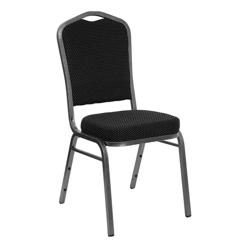 Bowery Hill Fabric/Metal Crown Back Banquet Stacking Chair In Silver/Black 3 Bowery Hill Fabric/Metal Crown Back Banquet Stacking Chair In Silver/Black