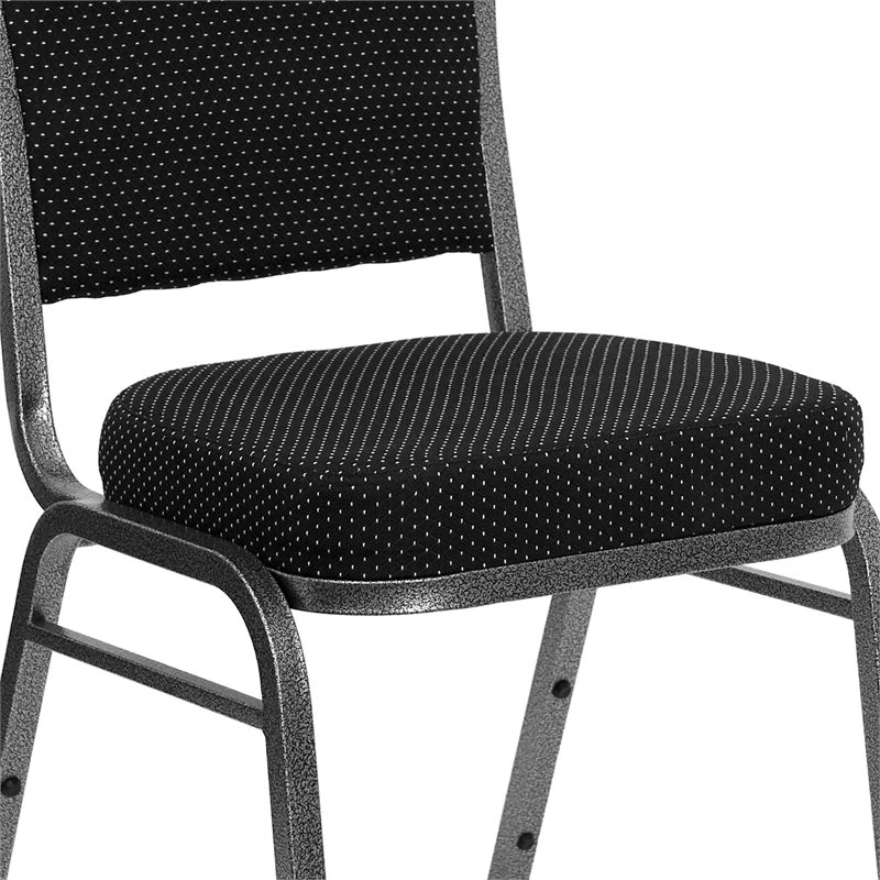 Bowery Hill Fabric/Metal Crown Back Banquet Stacking Chair In Silver/Black 7 Bowery Hill Fabric/Metal Crown Back Banquet Stacking Chair In Silver/Black - Image 5