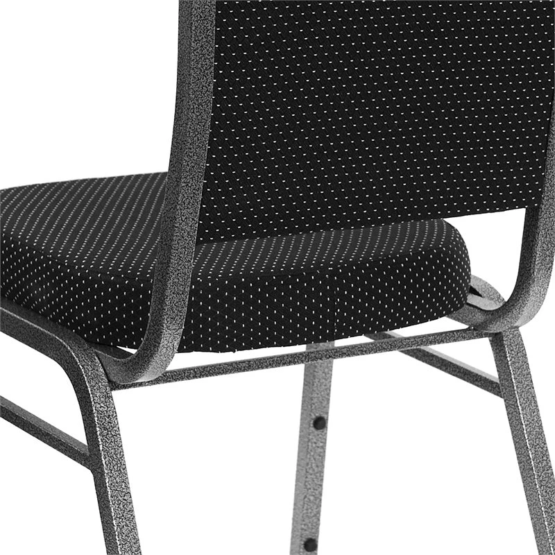 Bowery Hill Fabric/Metal Crown Back Banquet Stacking Chair In Silver/Black 8 Bowery Hill Fabric/Metal Crown Back Banquet Stacking Chair In Silver/Black - Image 6