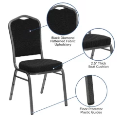 Bowery Hill Fabric/Metal Crown Back Banquet Stacking Chair In Silver/Black 17 Bowery Hill Fabric/Metal Crown Back Banquet Stacking Chair In Silver/Black -CYMAX Sales 1816575 24 L
