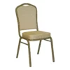 Bowery Hill Fabric/Metal Crown Back Banquet Stacking Chair In Beige/Gold -CYMAX Sales 1816578 1 L