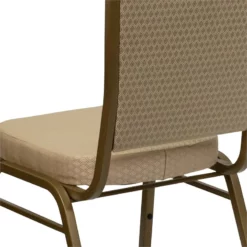 Bowery Hill Fabric/Metal Crown Back Banquet Stacking Chair In Beige/Gold -CYMAX Sales 1816578 7 L