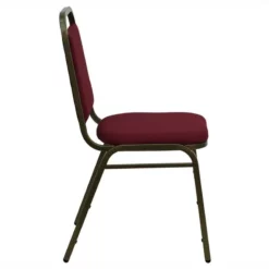 Bowery Hill Fabric/Metal Trapezoid Back Banquet Stacking Chair In Red/Gold 7 Bowery Hill Fabric/Metal Trapezoid Back Banquet Stacking Chair In Red/Gold -CYMAX Sales 1816584 2 L