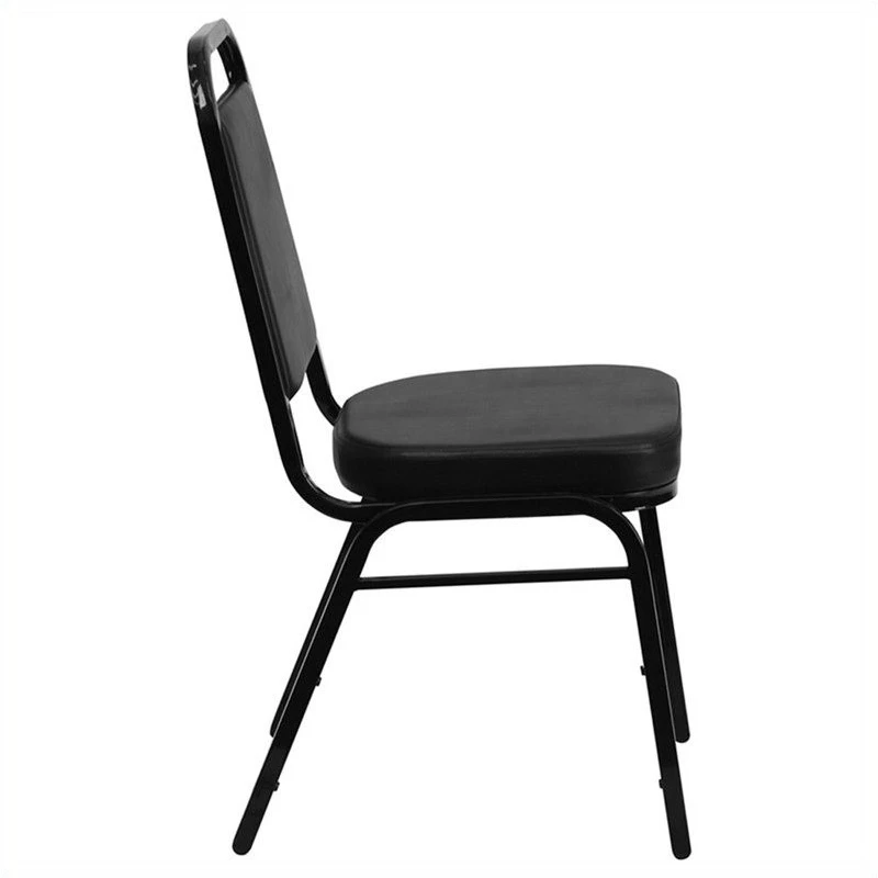 Bowery Hill Vinyl/Metal Trapezoid Back Banquet Stacking Chair In Black 5 Bowery Hill Vinyl/Metal Trapezoid Back Banquet Stacking Chair In Black - Image 3